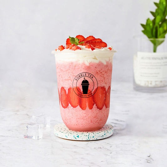 12oz 16oz 32oz PET Custom Logo Disposable U Shape Clear Plastic Takeaway Coffee Cup with Sealing Film and Dome Lids - Fastfoodpak