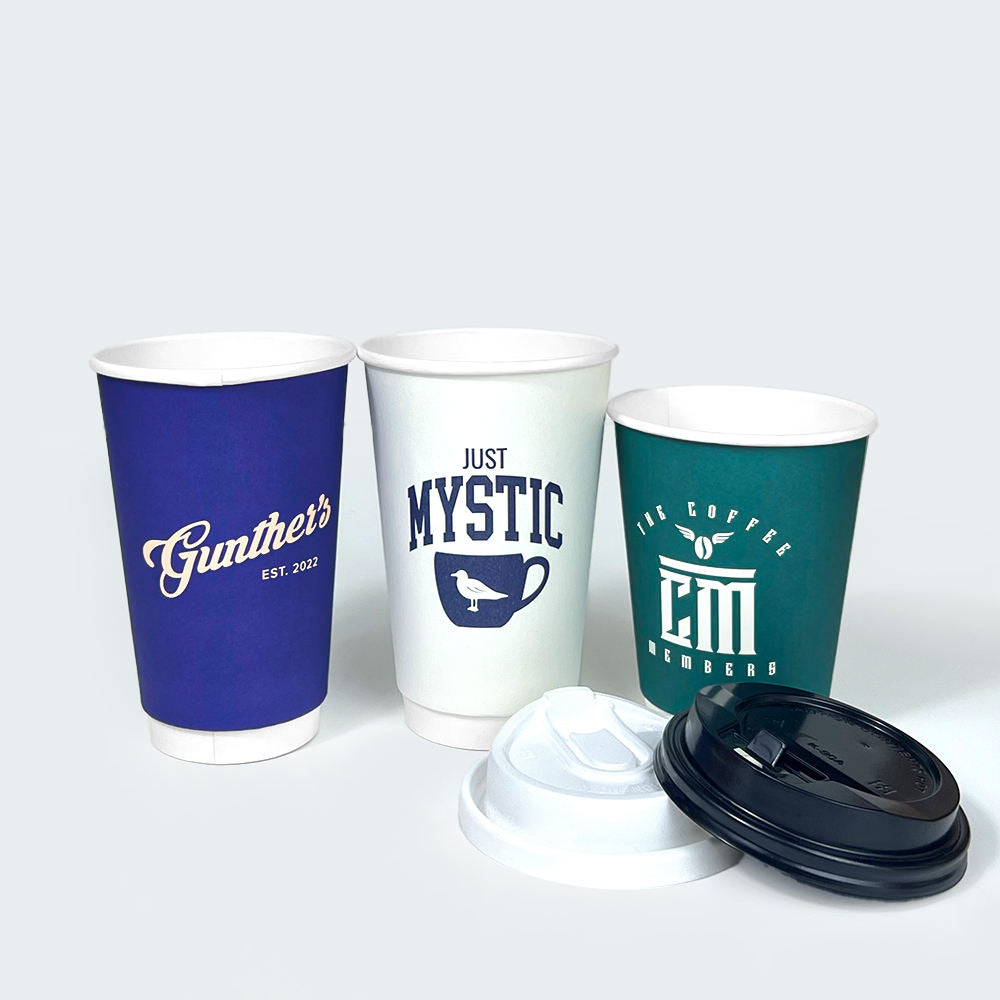 Custom Paper Coffee Cups Double Wall Coffee Paper Cups With Lids Dispo ...