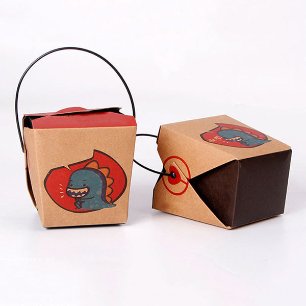 Custom Disposable Restaurant Chinese Food Takeaway Package Container Kraft Paper Noodle Box with handle - Fastfoodpak