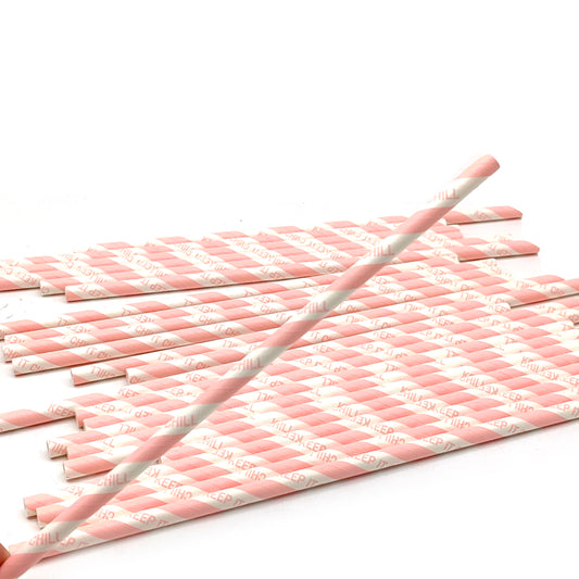 Custom Wholesale Biodegradable Food Grade Pink Straw Drinking Straws High Quality Disposable Drink Paper Straw