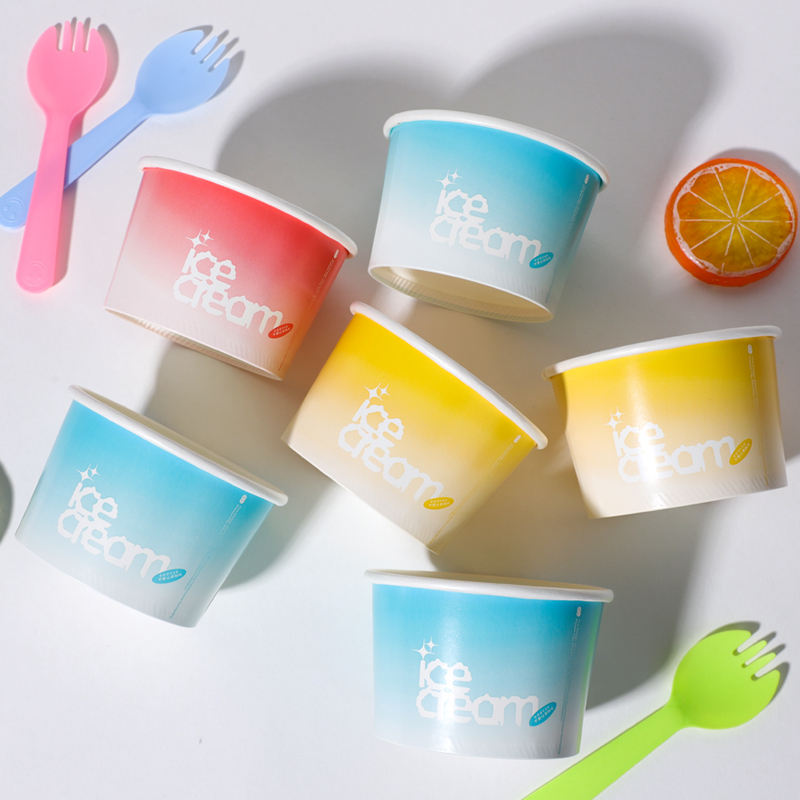 Copa de helado de papel desechable compostable impresa personalizada