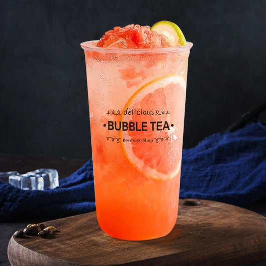 12oz 16oz 32oz PET Custom Logo Disposable U Shape Clear Plastic Takeaway Coffee Cup with Sealing Film and Dome Lids - Fastfoodpak