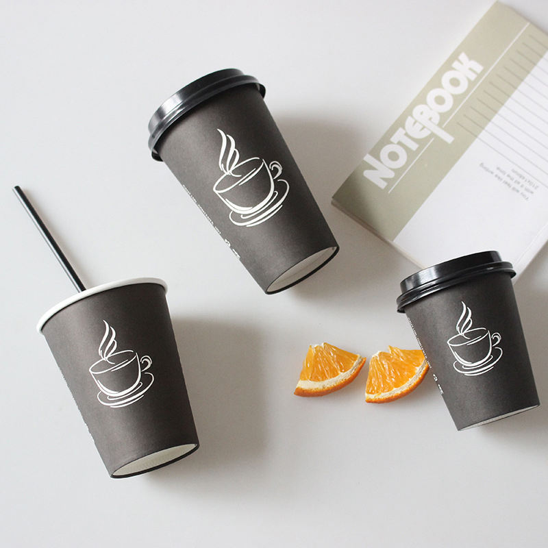 Custom Disposable Logo Printed Takeaway Cafe Hot Coffee Cup Single Wall Paper Cup