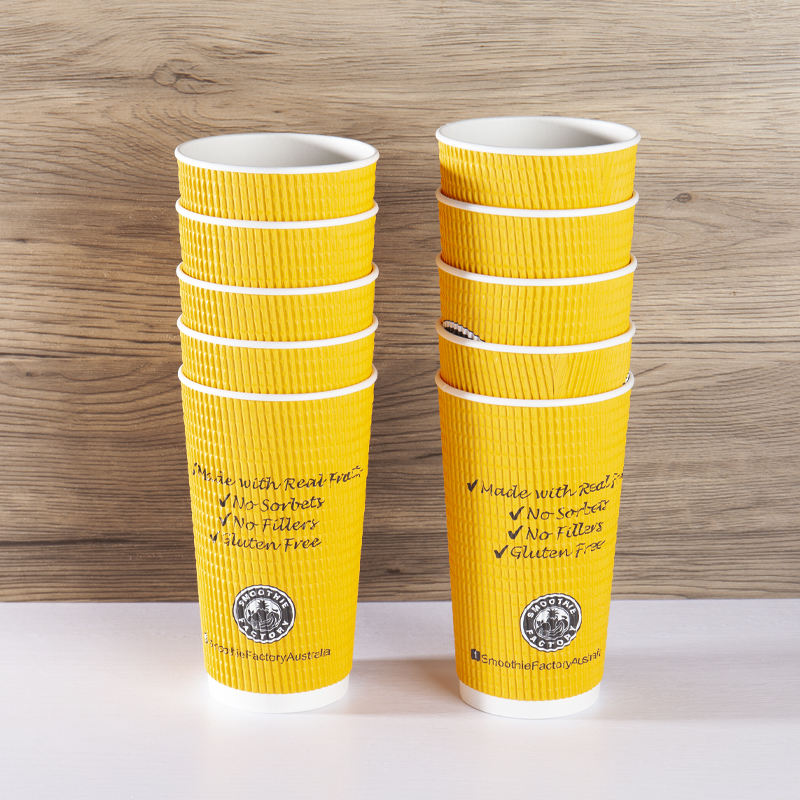 Biodegradable Disposable PLA Printed Design Compostable Bamboo Paper Cup with Lids for Hot Coffee and Tea