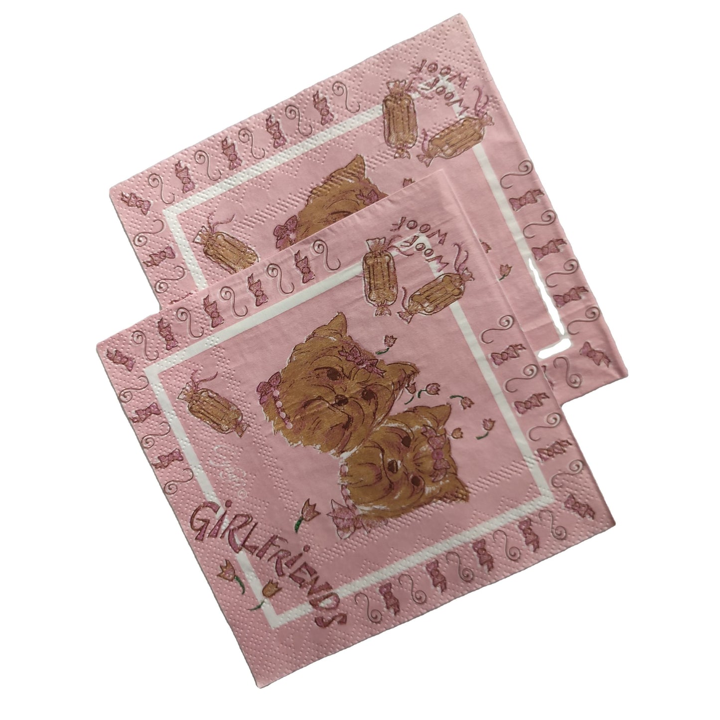 Disposable Paper Party Napkins Cute Terrier Dog Napkins Carton BSCI Festival Decoration Printed Tissue Paper
