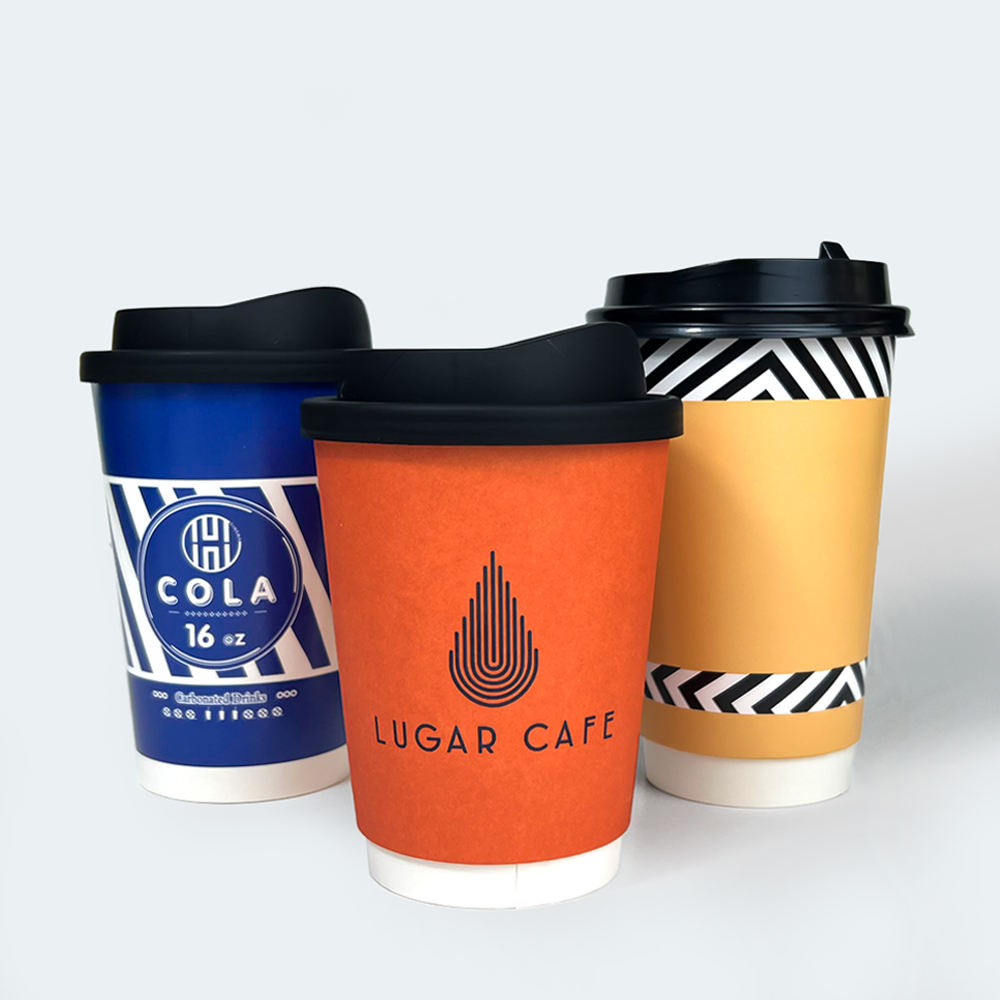 Custom Paper Coffee Cups Double Wall Coffee Paper Cups With Lids Dispo ...