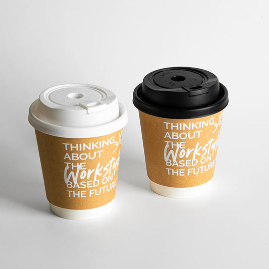 Tasses à café chaudes de papier peint à double paroi ondulées isolées qui respecte l'environnement avec des couvercles