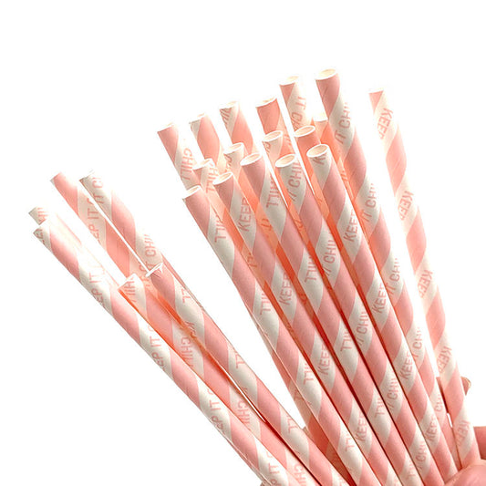 Custom Wholesale Biodegradable Food Grade Pink Straw Drinking Straws High Quality Disposable Drink Paper Straw