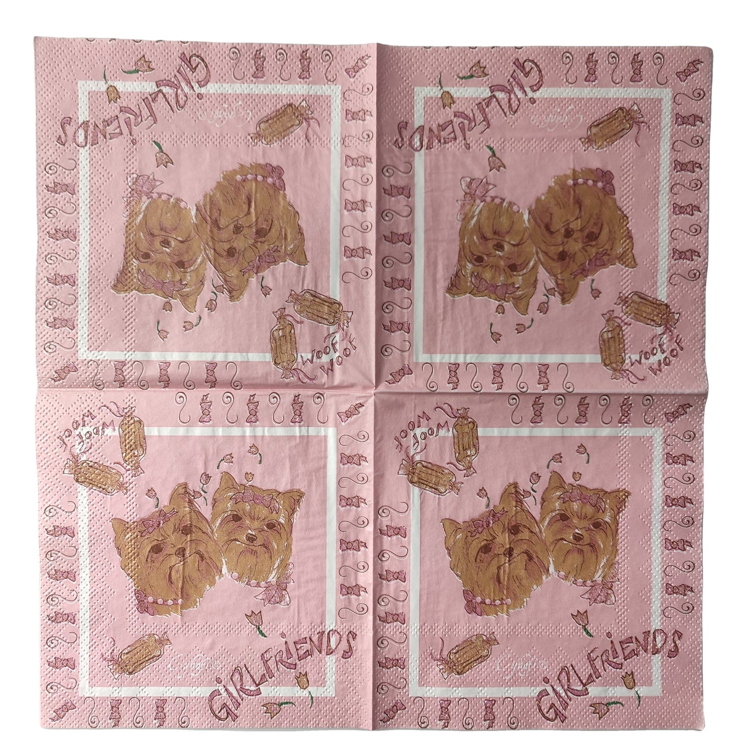 Disposable Paper Party Napkins Cute Terrier Dog Napkins Carton BSCI Festival Decoration Printed Tissue Paper