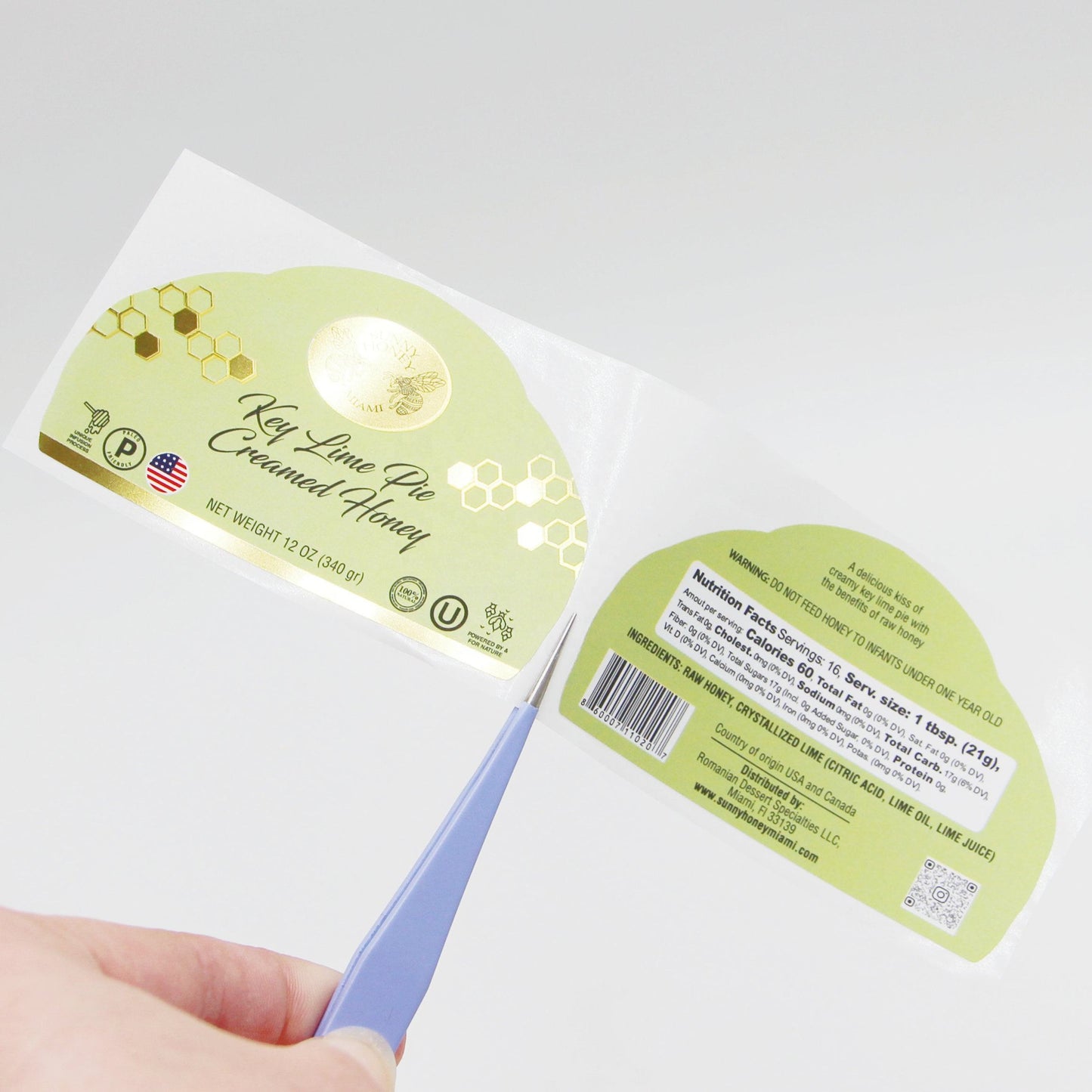 Waterproof Strong Adhesive Labels for Honey Bottle Velvet Touching Film Surface for Bottle Honey Jar Labels