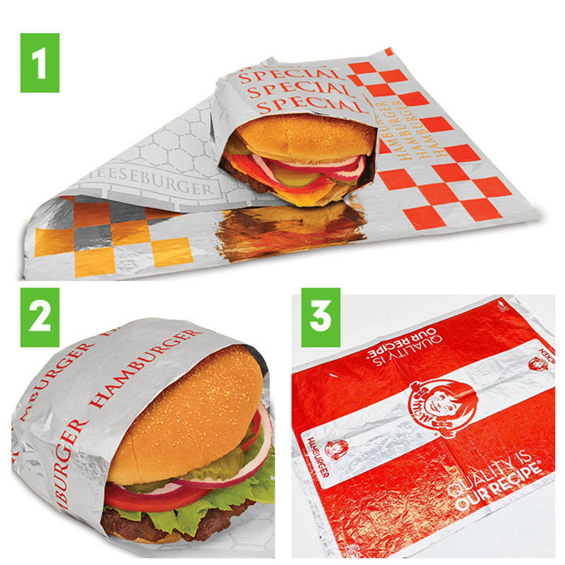 Custom Design CMYK Printing Greaseproof Oil Proof Shawarma Burger Wrapping Paper Wax Foil Paper for Food