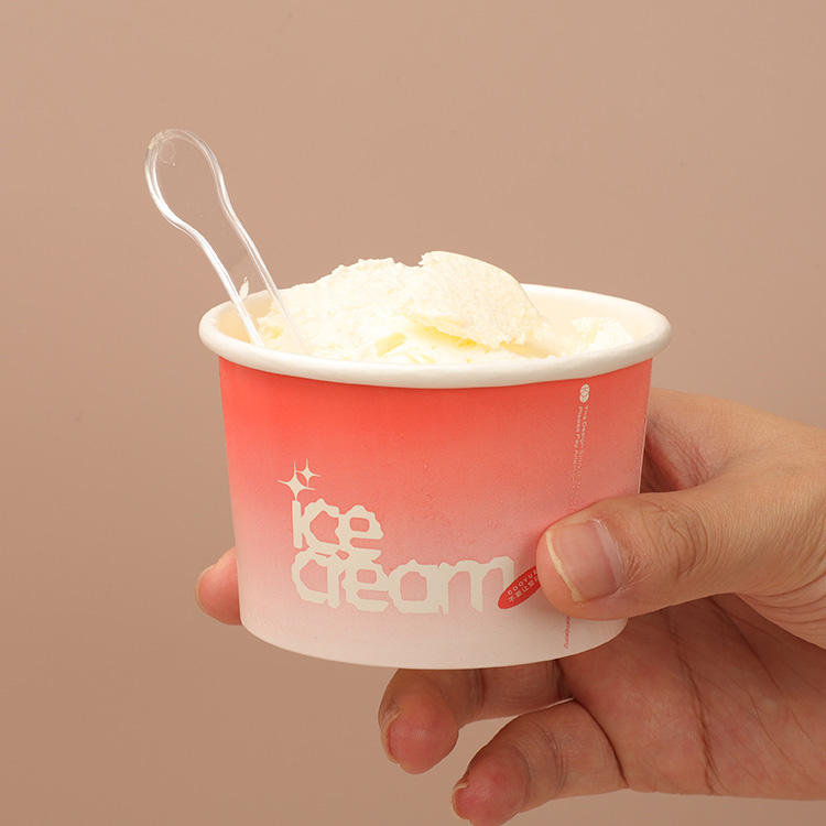 Tasse de crème glacée en papier jetable compostable imprimée sur mesure