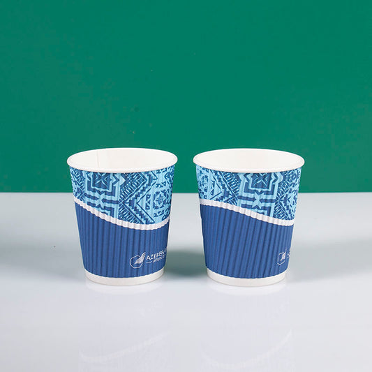 Vasos de papel de empapelar ondulados dobles personalizados, tazas de café corrugado para llevar