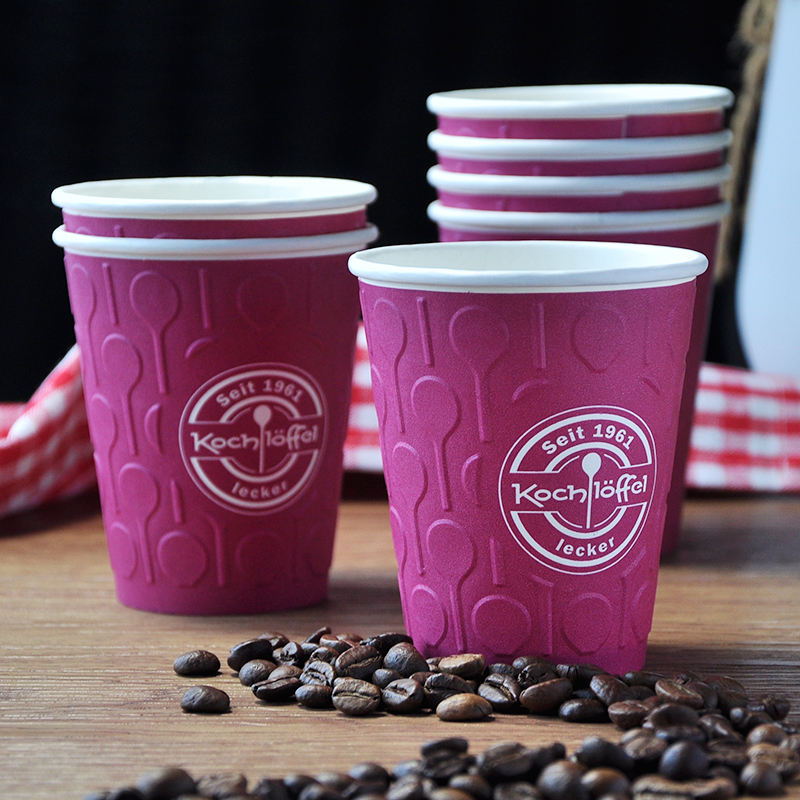 Food Grade Paper Cup Custom Embossed Double Walled Disposable Coffee Paper Cup for Hot Drinks