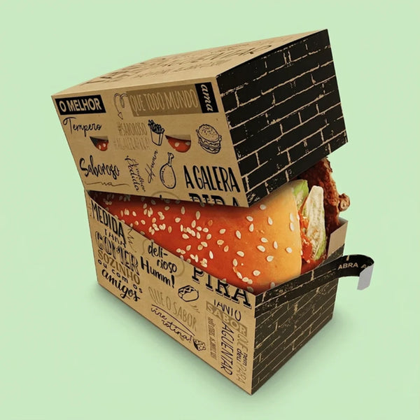 Easy Tear Kraft Burger Box for Takeaway Service