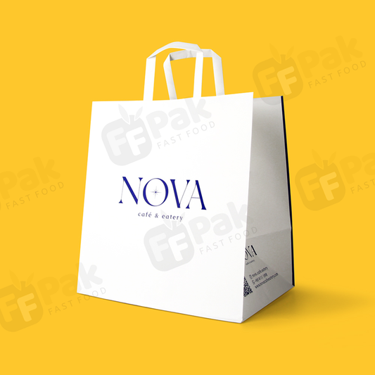 Custom Logo Kraft/White Paper Bags with Twisted Handle For Food Pizza Take Away Deliver Packaging