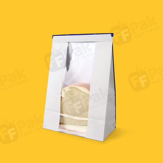 Recyclable Hamburger Fried Chicken Fast Food Kraft SOS Takeaway Paper Bag with Window