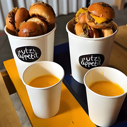 Paper Cups for Mini Burger with Cheese Dip