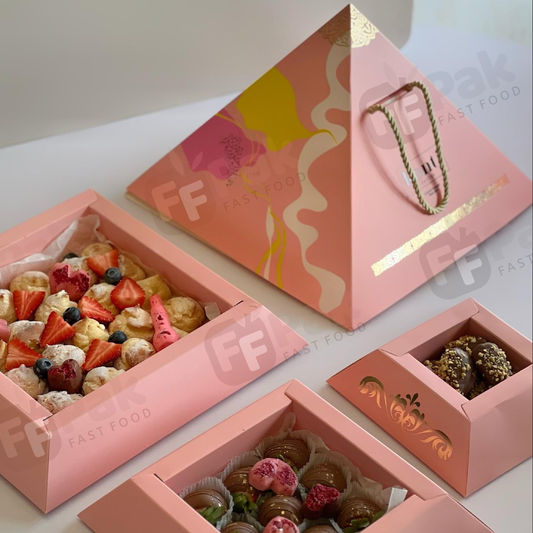 Personalized Luxury Pyramid Box Cake Boxes for Desserts & Treats On-the-Go - Fastfoodpak
