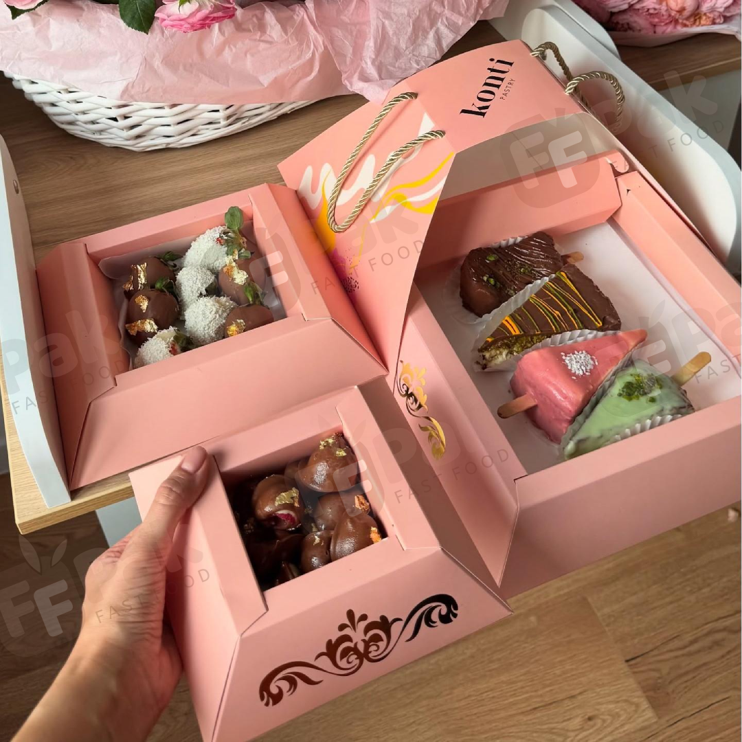 Personalized Luxury Pyramid Box Cake Boxes for Desserts & Treats On-the-Go - Fastfoodpak