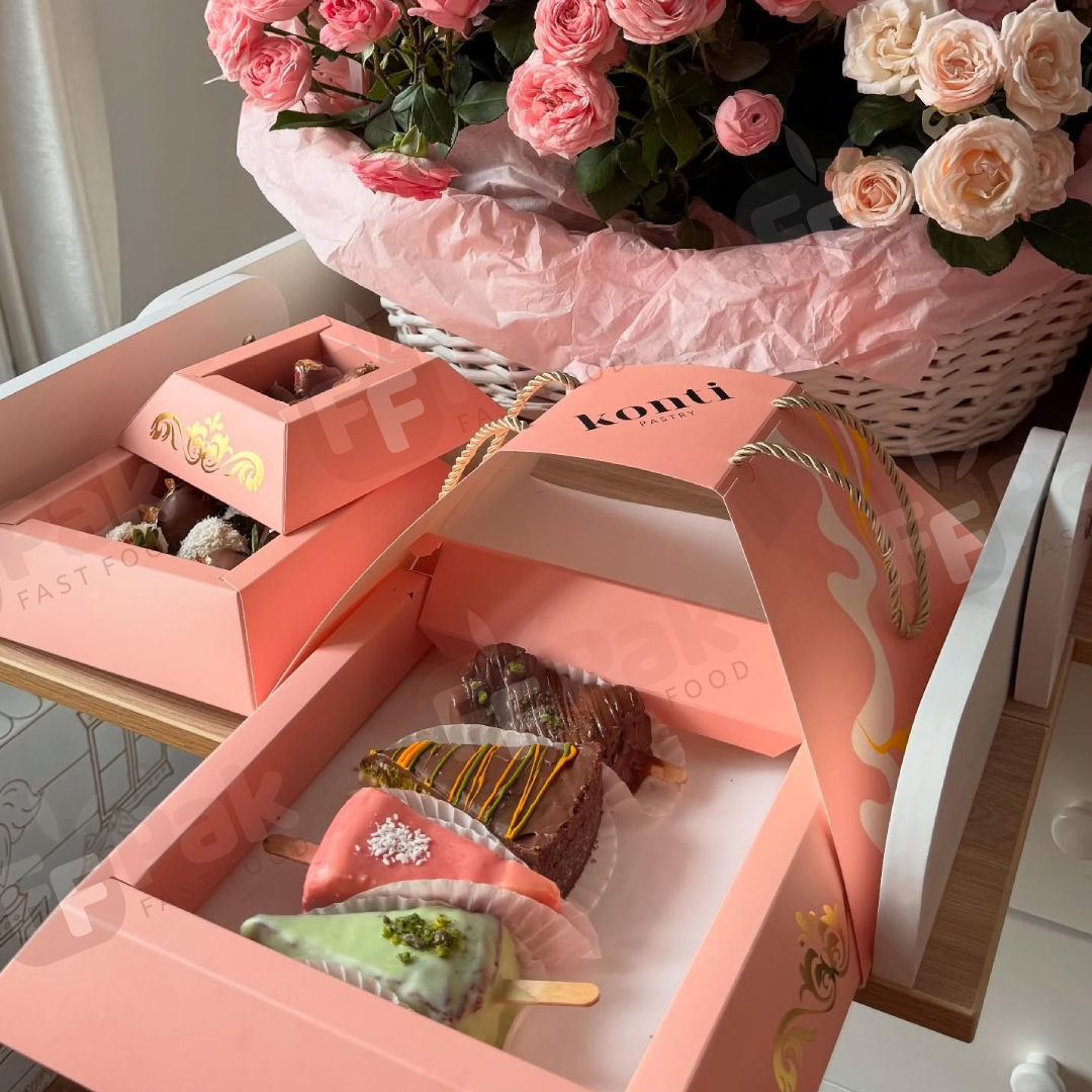 Personalized Luxury Pyramid Box Cake Boxes for Desserts & Treats On-the-Go - Fastfoodpak