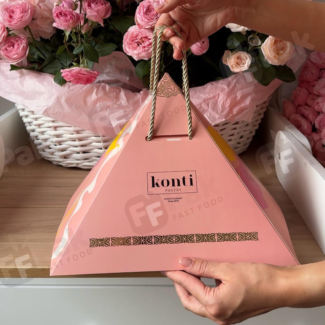 Personalized Luxury Pyramid Box Cake Boxes for Desserts & Treats On-the-Go - Fastfoodpak