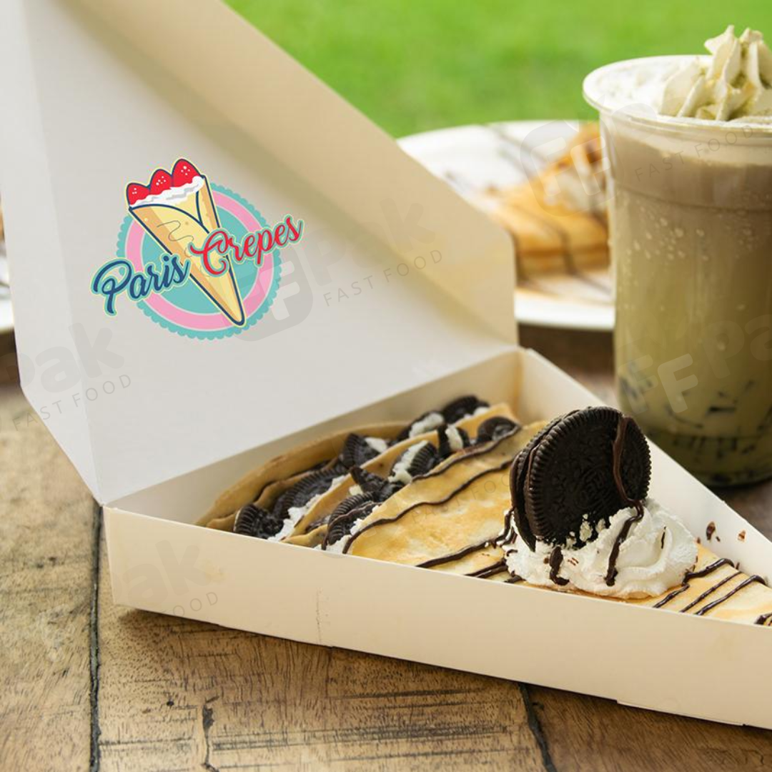 Personalized Sizes Logo Printing Food Grade Cone Crepes Box Hot Crepe Box Holder Creperie Packaging Box - Fastfoodpak