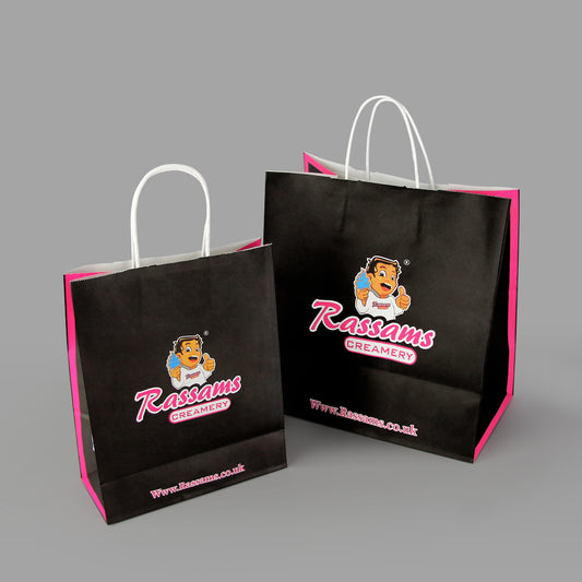 Custom Printing Eco Friendly Recycle Food Take Away Kraft Paper Bag Handles