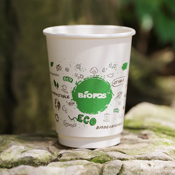 Disposable Biodegradable Custom Logo Water-Based Barrier Coating Double Wall Paper Cups - Fastfoodpak