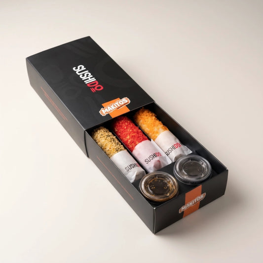 Takeout Drawer Box for Sushi Rolls with Sauce Cup Holes