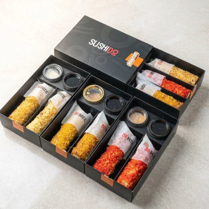 Takeout Drawer Box for Sushi Rolls with Sauce Cup Holes