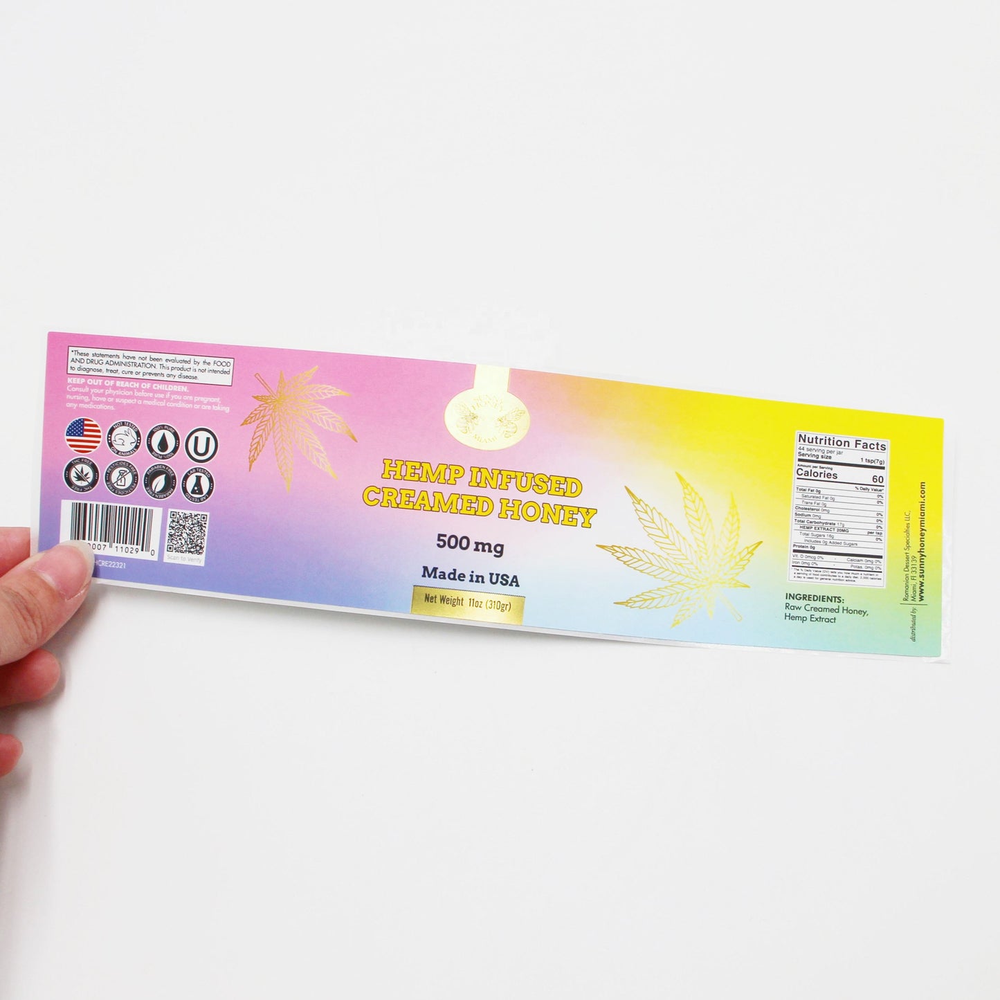 Waterproof Strong Adhesive Labels for Honey Bottle Velvet Touching Film Surface for Bottle Honey Jar Labels - Fastfoodpak