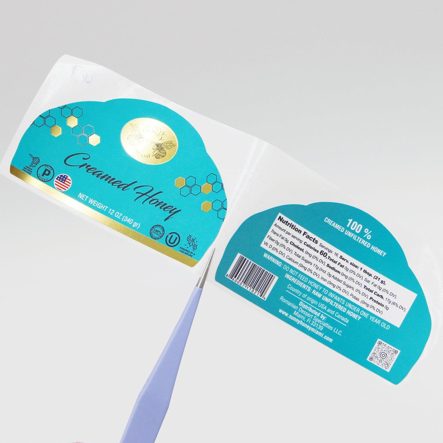 Waterproof Strong Adhesive Labels for Honey Bottle Velvet Touching Film Surface for Bottle Honey Jar Labels - Fastfoodpak