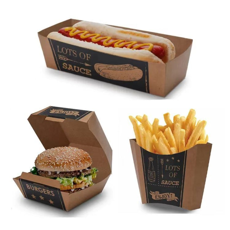 Wholesale Custom Disposable Takeaway Biodegradable Printed Paper Fast Food Packaging