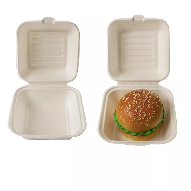 Eco-Friendly Bagasse Hamburger Boxes for Restaurants & Catering