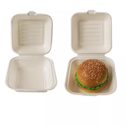 Eco-Friendly Bagasse Hamburger Boxes for Restaurants & Catering