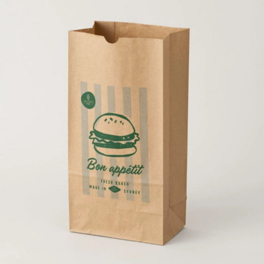 La nourriture écologique de recyclage d'impression personnalisée emporte les poignées de sac en papier kraft