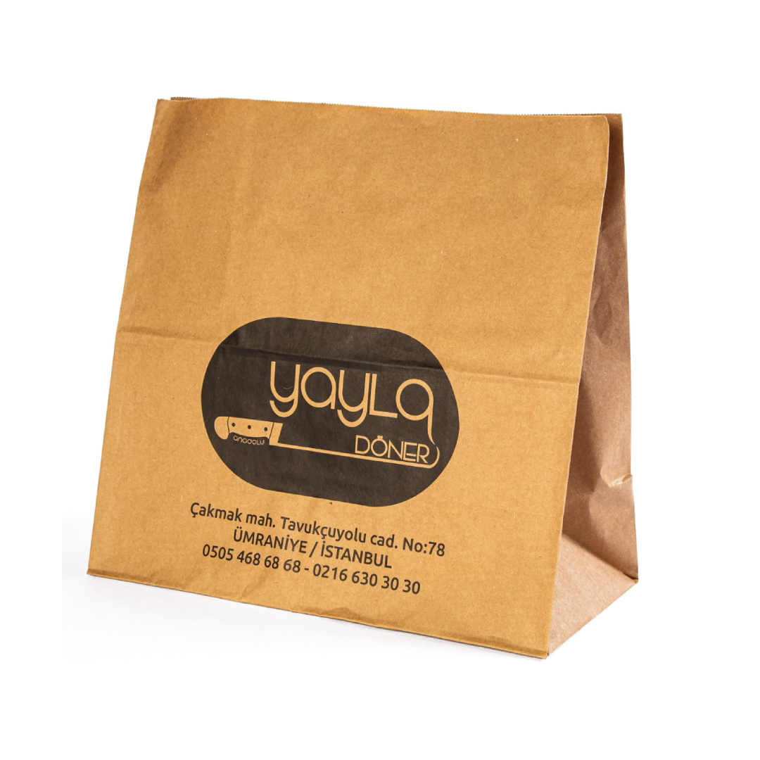 Sac de papier d'emballage de nourriture de brun de Bolsa Papel Kraf à emporter fait sur commande pour la nourriture à emporter