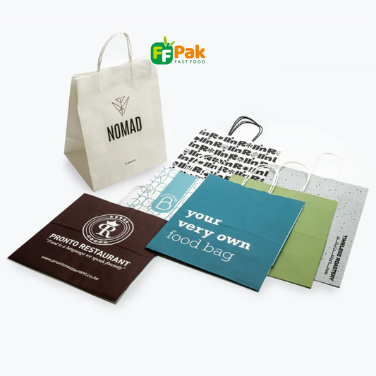 Paper Bags with Your Own Logo Food Take Away Brown kraft Paper Bag With Handle - Fastfoodpak