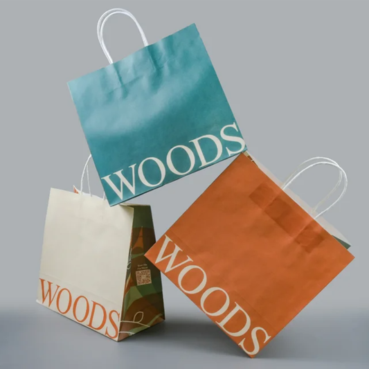 Bolsas de papel con su propio logotipo Comida para llevar Bolsa de papel kraft marrón con asa