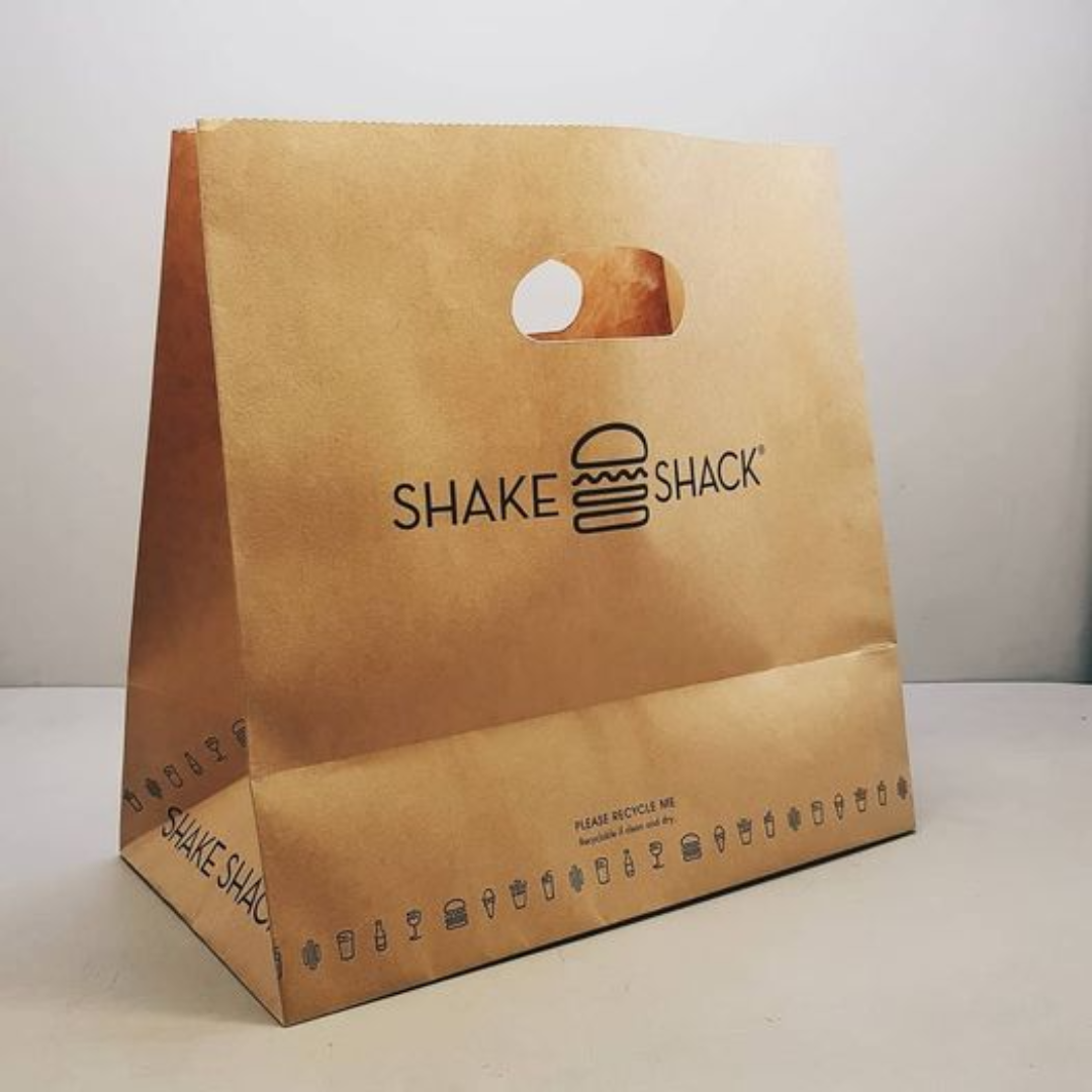Venta al por mayor reciclada Take Away To Go Craft Bolsa de papel de grado de comida rápida frita Kraft personalizada