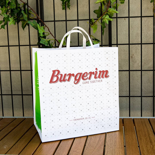 Logotipo personalizado Restaurante Entrega de alimentos Saque la bolsa de papel Diseñe su propio logotipo Llevar Bolsa de papel con asa Kraft marrón