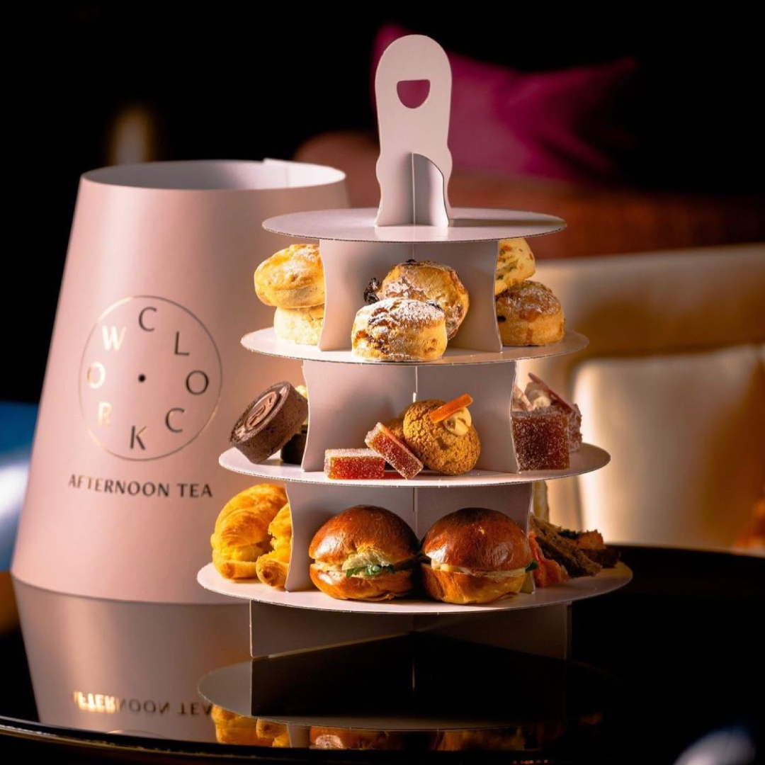 Custom Afternoon Tea Take Away Set Tall Dessert Cake Tray Boxes Cake Paper Stand Cake Box With Ribbon