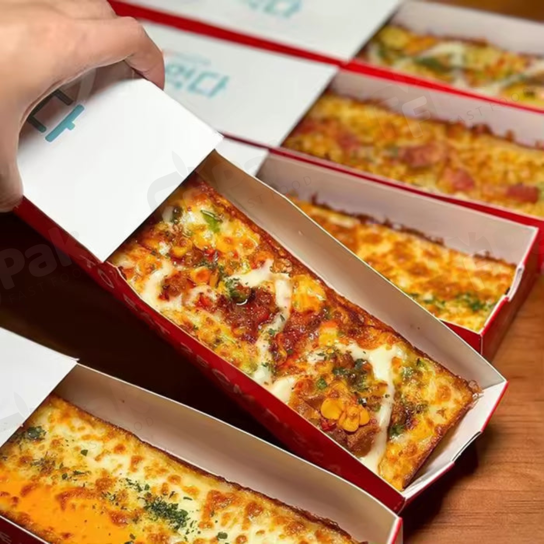 Custom Printed 25cm Korea Concept Pizzas Drawer Box Cardboard Packaging Box Custom Logo Cheese Pizza Boxes 25cm pizza box For Food Packing