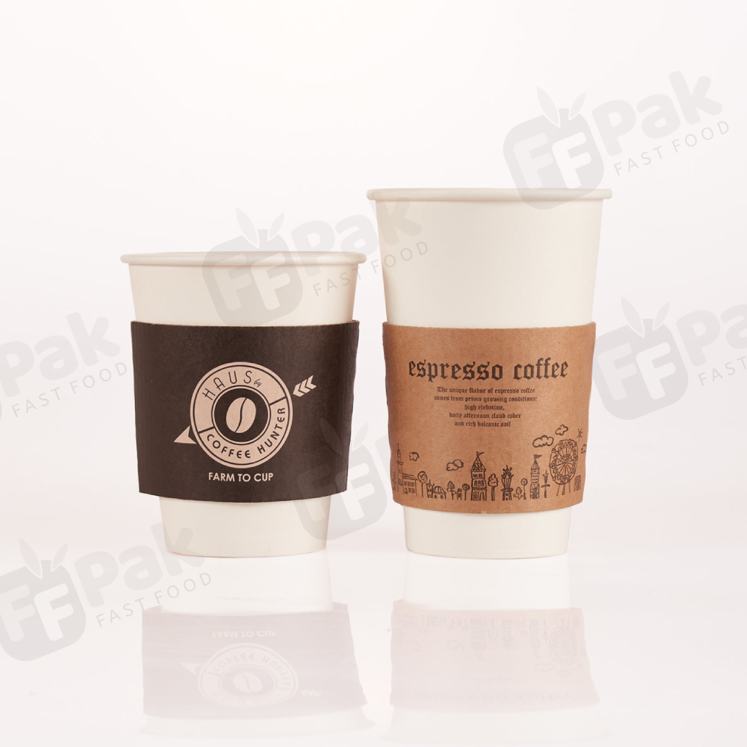 Manga de taza de papel de café de portavasos de planchado resistente al calor personalizada desechable