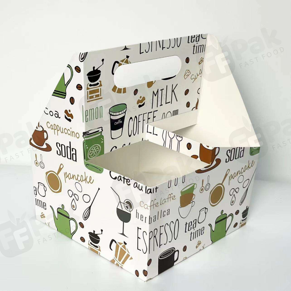 Custom Logo  2 Cup/4 Cup/6 Cup Cardboard Holder Paper Disposable Food Packaging Drink Carrier Hot Takeaway Coffee Cup Tray - Fastfoodpak