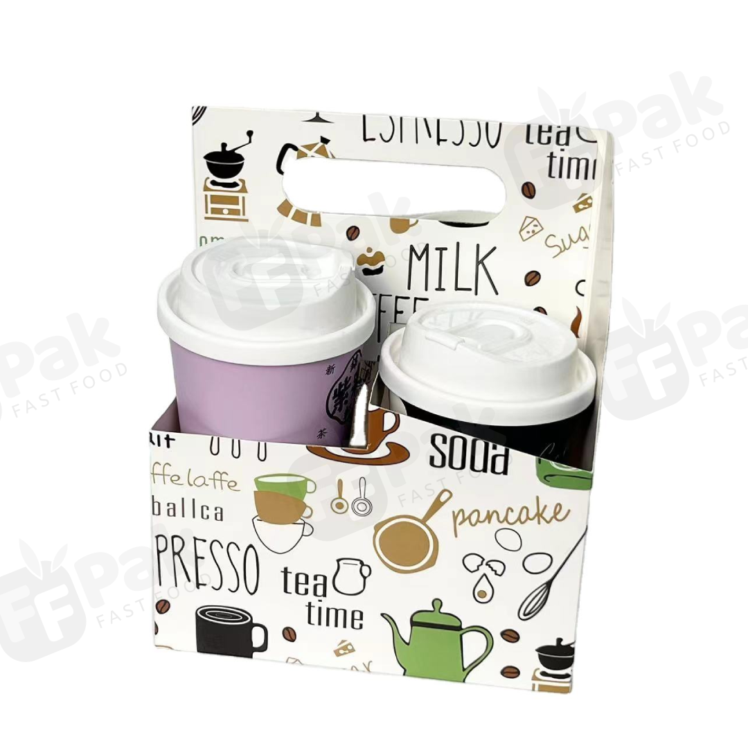 Custom Logo  2 Cup/4 Cup/6 Cup Cardboard Holder Paper Disposable Food Packaging Drink Carrier Hot Takeaway Coffee Cup Tray