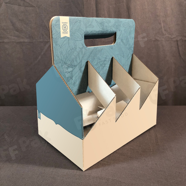 Custom Logo  2 Cup/4 Cup/6 Cup Cardboard Holder Paper Disposable Food Packaging Drink Carrier Hot Takeaway Coffee Cup Tray - Fastfoodpak