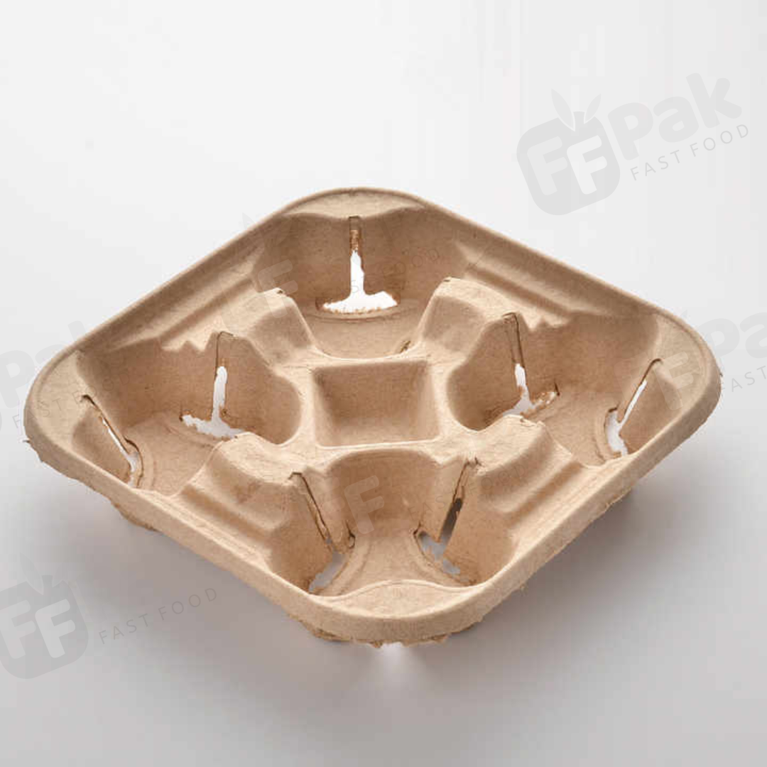 Takeaway Disposable Drink Pulp Mould Biodegradable Paper Coffee Cup Holder Tray