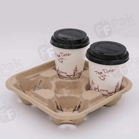 Takeaway Disposable Drink Pulp Mould Biodegradable Paper Coffee Cup Holder Tray